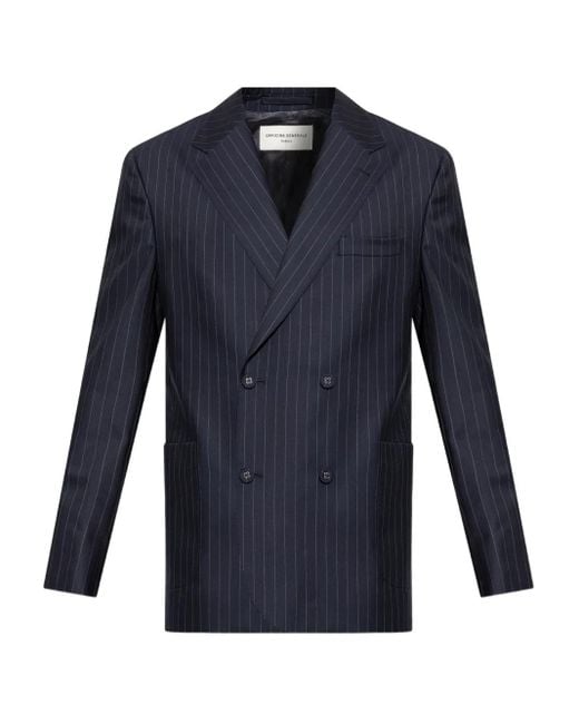 メンズ Officine Generale Kane Pinstriped Blazer Blue