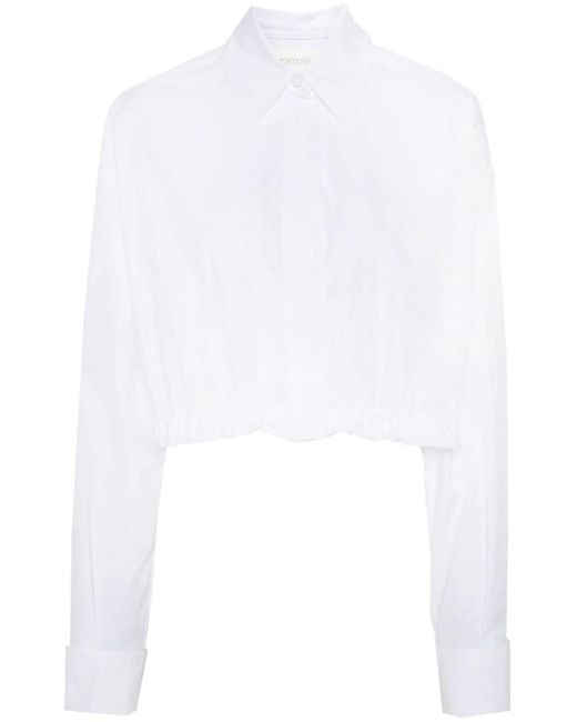 Sportmax White Sarong Cropped Cotton Shirt