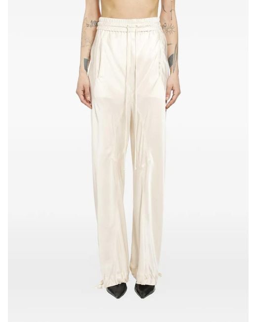 Yehuafan Natural Pantalon En Satin À Lien De Resserrage