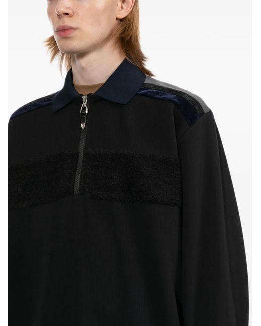 Toga Black Quarter-Zip Panelled Sweater for men