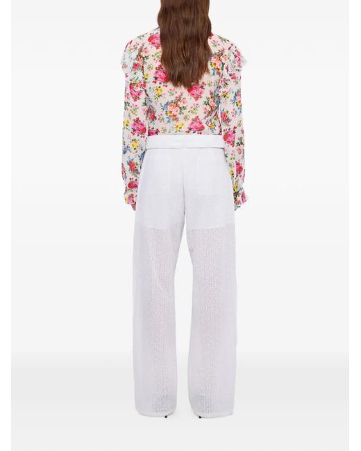 MSGM White Pantalon À Détails D'Œillets