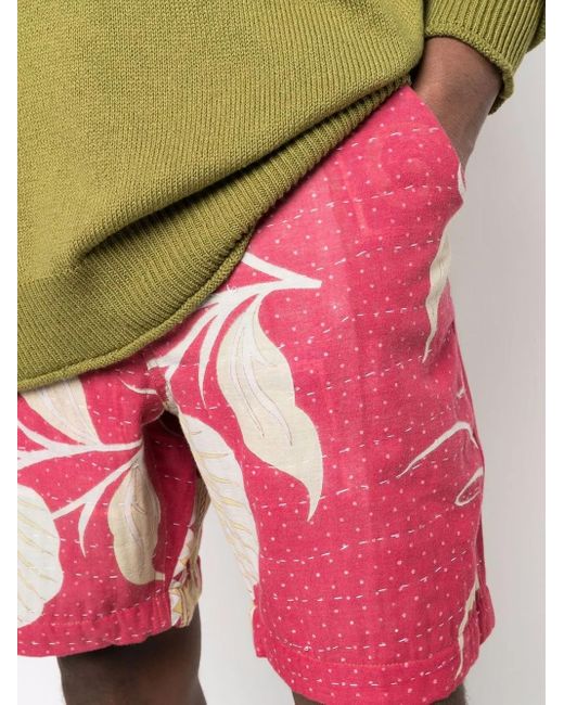 President's Pink Botanical-Print Four-Pocket Bermuda Shorts for men
