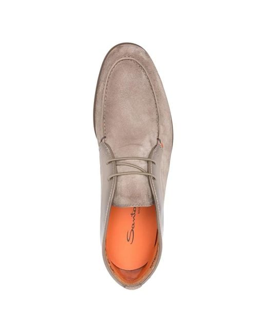 Santoni Brown Lace-Up Leather Boots for men
