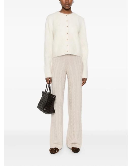 Soft Goat White Cable Knit Pant Wide Leg