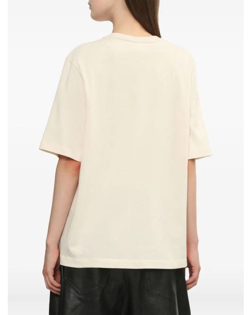 Maison Kitsuné White Embroidered Cotton T-Shirt
