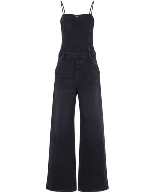 DIESEL Blue Wide-Leg Trousers With Fitted Bodice
