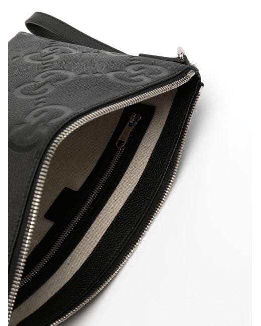 Gucci Black Medium Jumbo GG Leather Messenger Bag for men