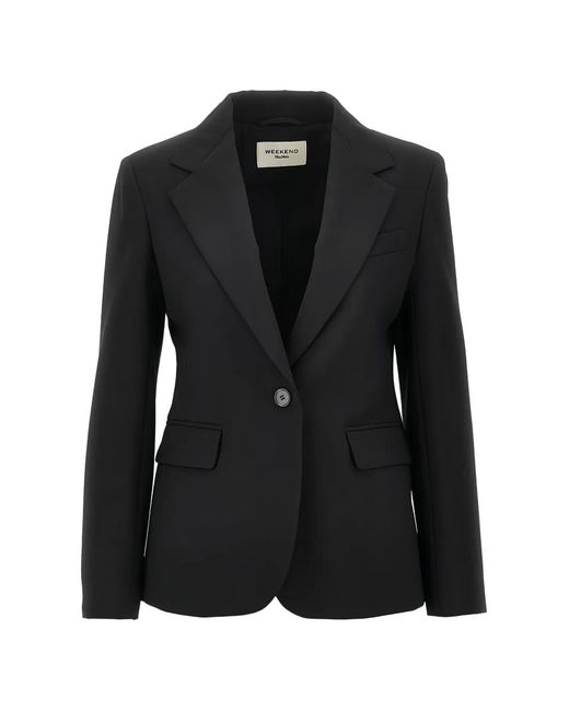 Weekend by Maxmara Black Single-Breasted Virgin Wool Blazer