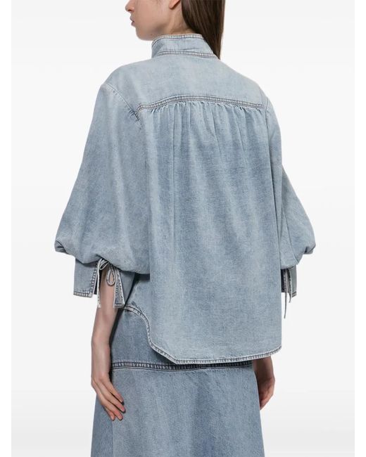 Zimmermann Blue Balloon-sleeve Blouse