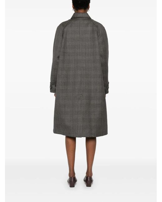 The Row Gray Wool-Silk Check Coat