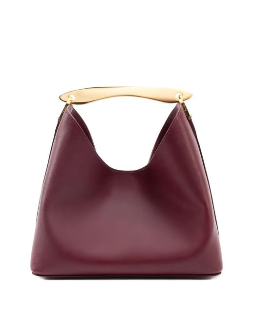 Elleme Purple Boomerang Curved-Handle Leather Bag
