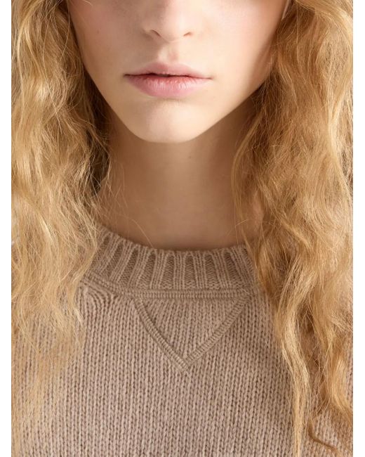 Prada Natural Wool-Cashmere Logo Sweater