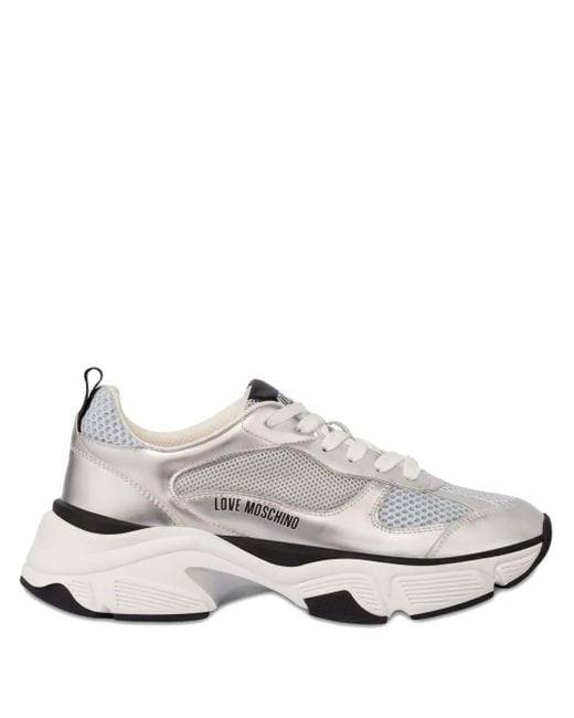 Love Moschino White Lace-Up Sneakers