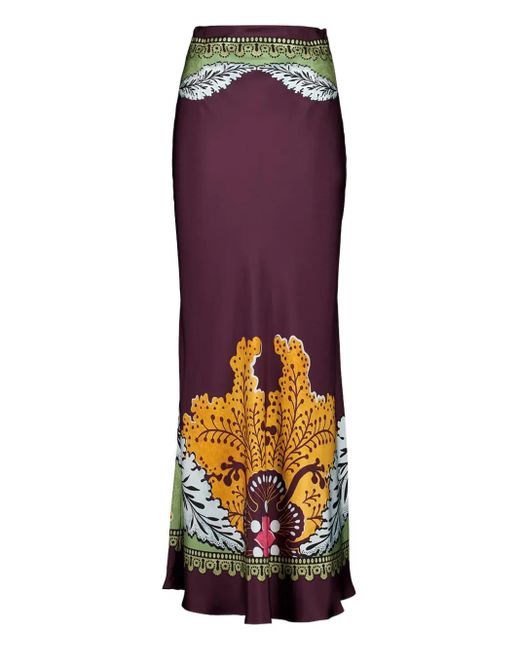 LaDoubleJ Purple Placée-Print Maxi Skirt