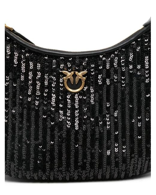 Pinko Black Mini Half Moon Sequinned Shoulder Bag