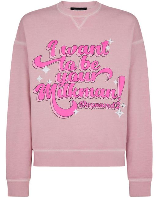 DSquared² Pink Slogan-print Cotton Sweatshirt for men
