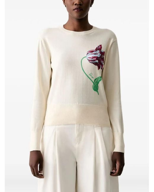 KENZO Natural Floral-Intarsia Sweater