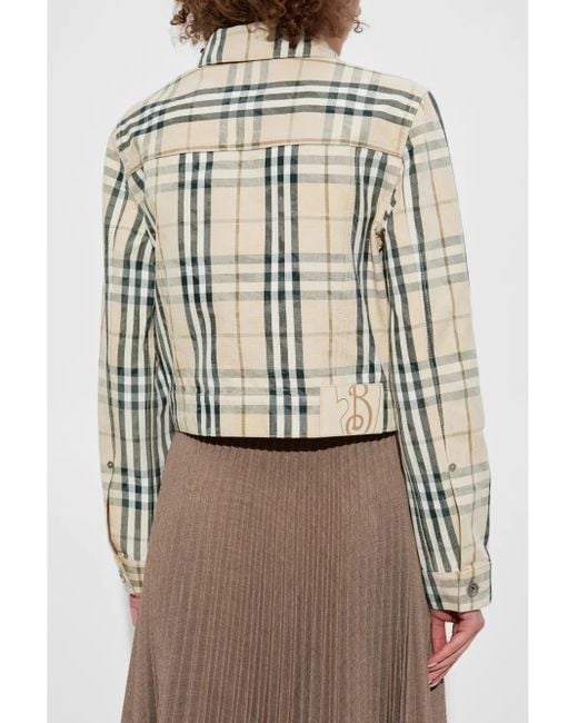 Burberry Geruit Cropped Jack in het Natural
