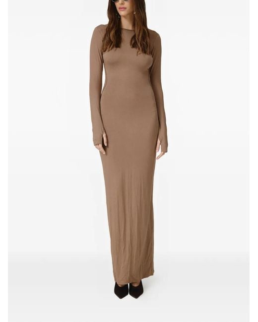 Pink Natural Open-Back Maxi Dress