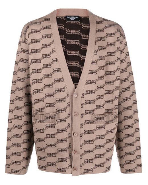 Balenciaga Cotton Licence V-neck Cardigan in Brown for Men | Lyst UK