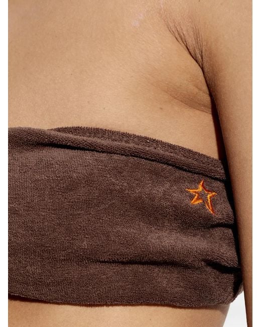 Perfect Moment Brown Terry-Cloth Bandeau Top