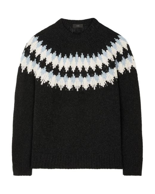 Alanui Black Fairisle Wool Sweater for men