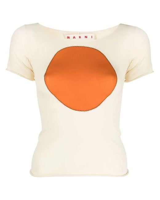 Marni Orange Contrast Patch T-Shirt