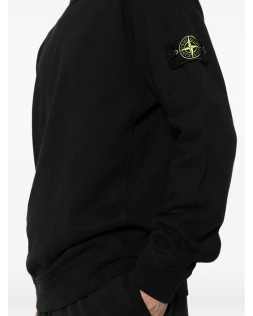 Stone Island Black Compass-Patch Sweatshirt for men