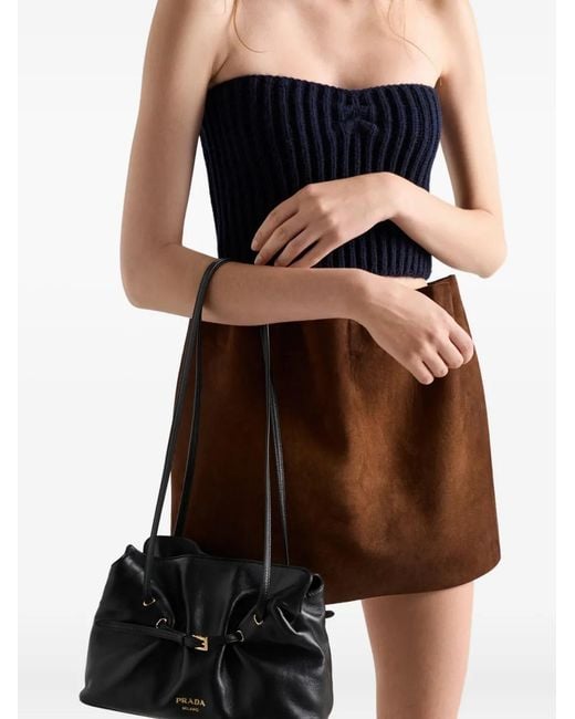 Prada Blue Ribbed Bandeau Top