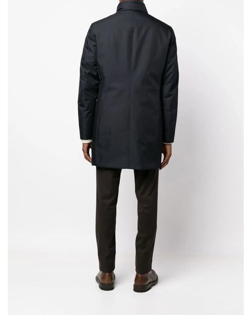 Moorer Blue Buttoned-Up High-Neck Coat for men