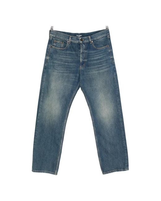 Saint Laurent Blue Belt-Loop Faded-Effect Jeans for men