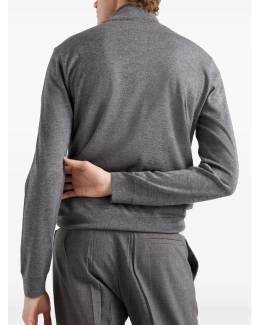 Prada Gray Half-Zip Sweater for men