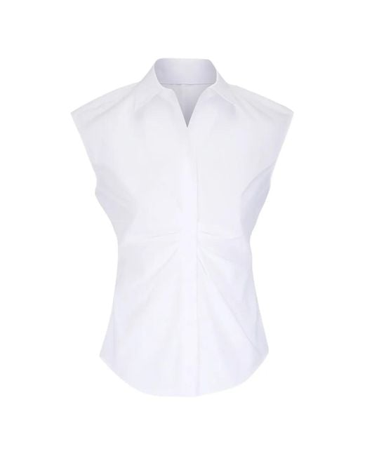 Lafayette 148 New York White Gathered Shirt