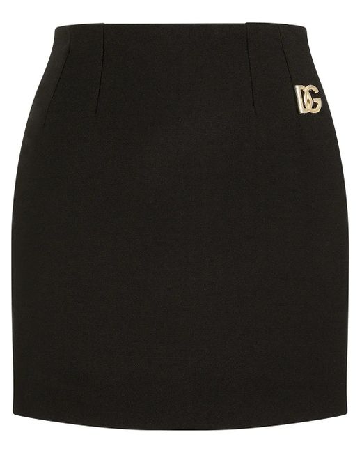 Dolce & Gabbana Black Logo-Appliqué Double Crepe Miniskirt