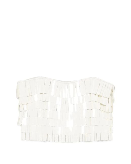 Circus Hotel White Fringed Strappy Top