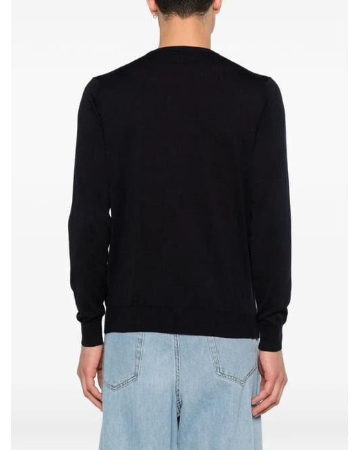 Della Ciana Black Long-Sleeve Crew Neck Sweater for men