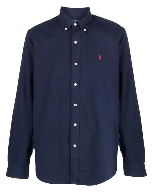 Polo Ralph Lauren Blue Polo Pony Button-Up Cotton Shirt for men