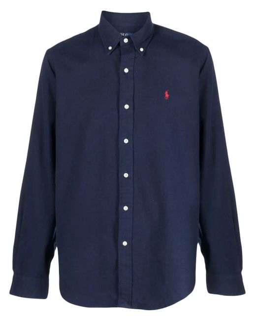 Polo Ralph Lauren Blue Polo Pony Button-Up Cotton Shirt for men