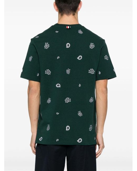 T-shirt con ricamo di Thom Browne in Green da Uomo