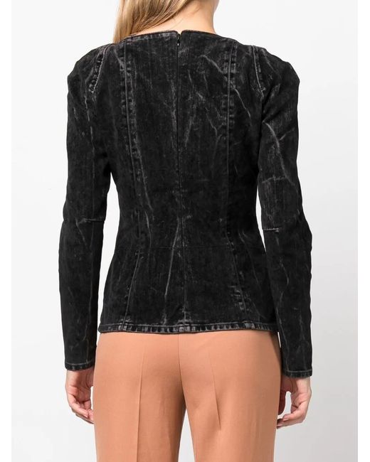 Stella McCartney Black Flocked Velvet Denim Top - Women's - Cotton/elastane