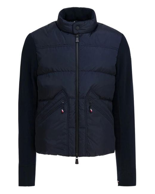 Moncler Blue Knitted-Sleeve Padded Jacket for men