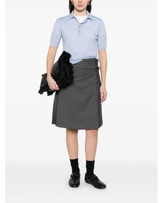 Bompard Blue Buttoned Short-Sleeve Polo Top
