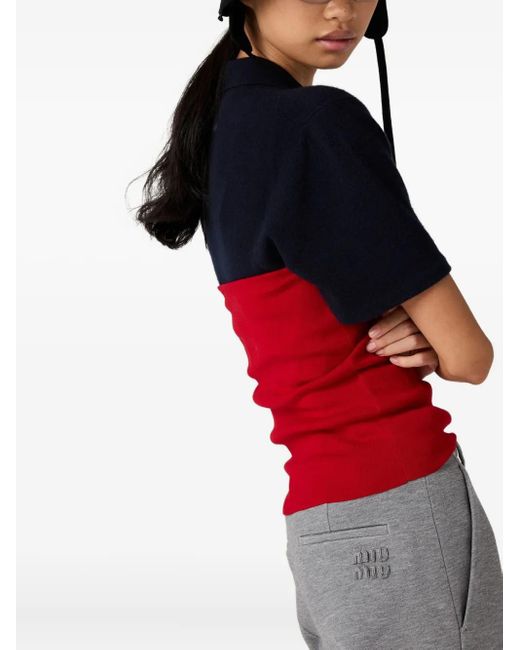 Haut À Logo En Intarsia Miu Miu en coloris Red