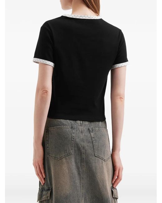 Mini Cream Black Contrasting-Trim T-Shirt
