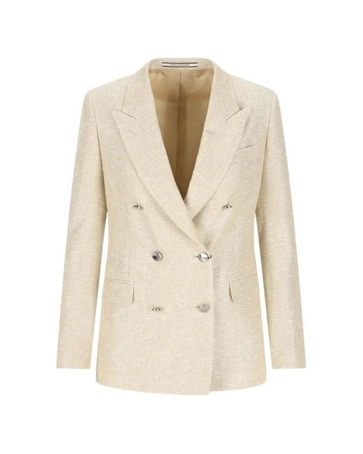 Tagliatore White Double-Breasted Flap-Pocket Blazer
