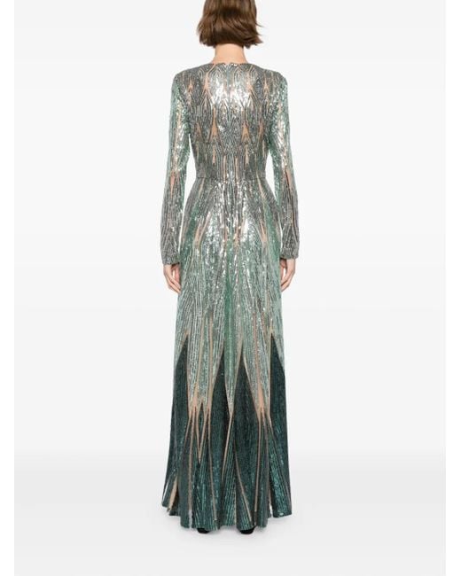 Elie Saab チュール ロングドレス Green