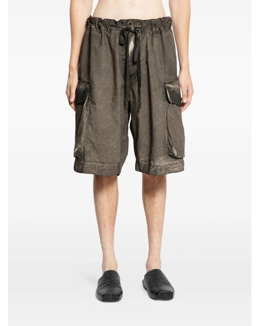 Uma Wang Green Overdyed Cargo Shorts for men