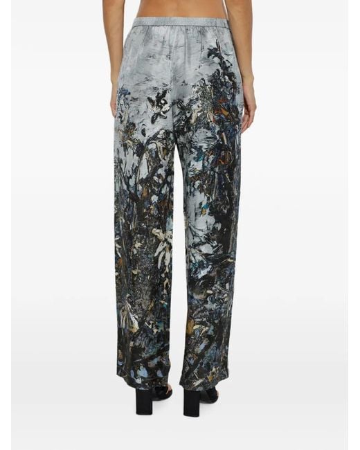 Munthe Gray Varum Abstract-Print Silk Trousers