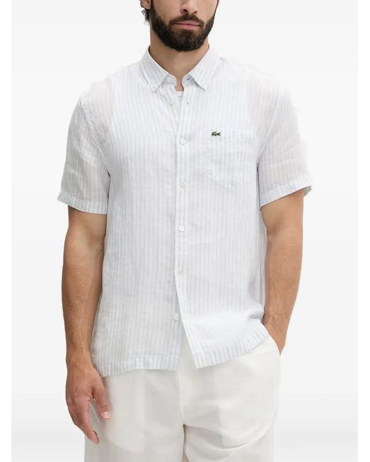 Lacoste Gestreepte Overhemd in het White voor heren