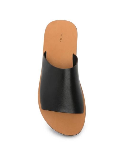 The Row White Charlie Leather Flat Sandals